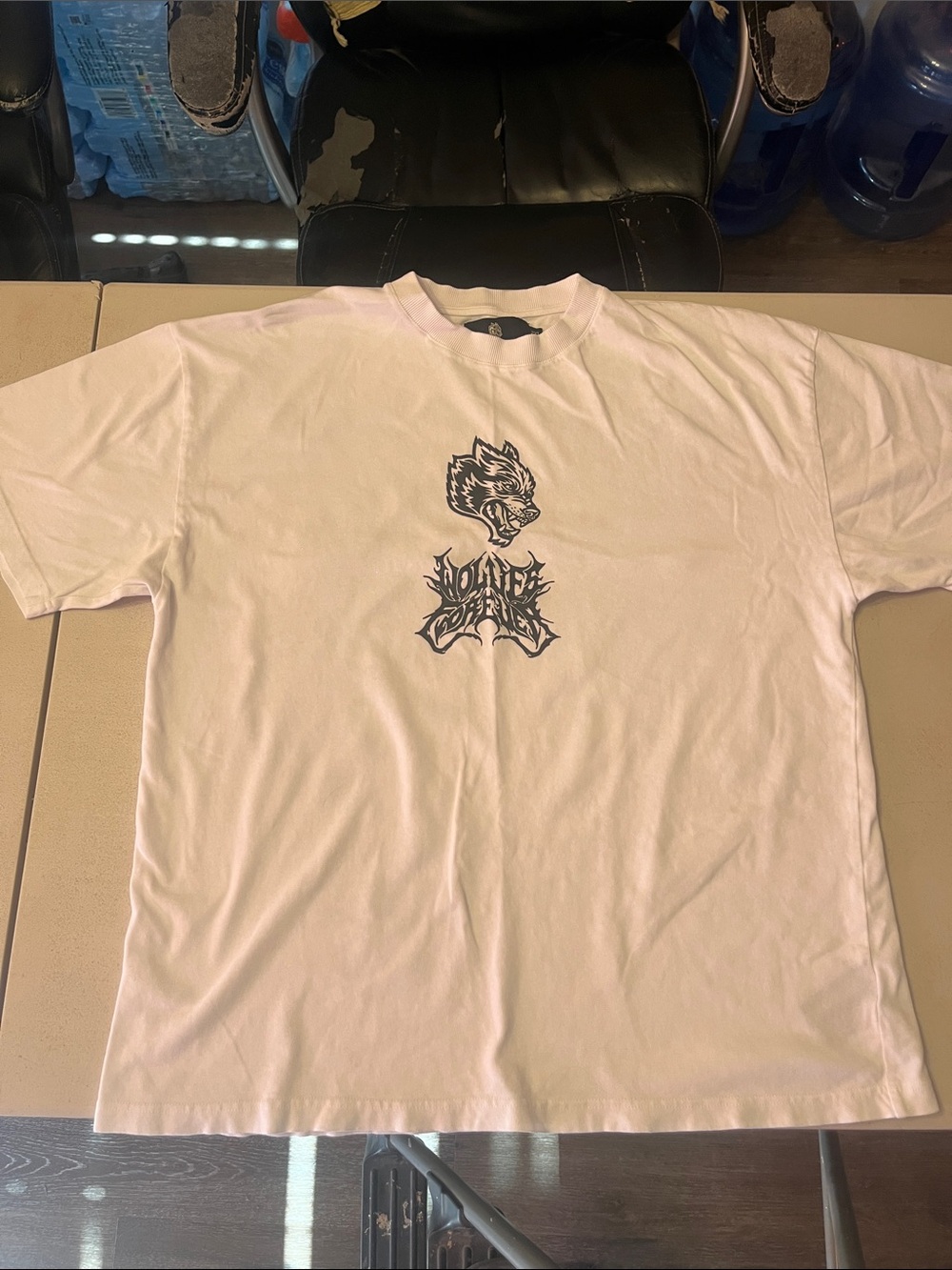 Darc Sport White Short Sleeve Tee with Black Wolf Graphic